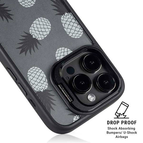 Black and White Pineapples iPhone 14 Pro Kickstand Case